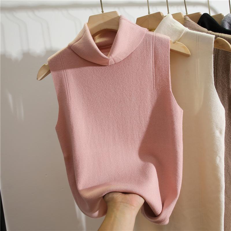 Winter Clothing Essentials For Women - Gola alta sem mangas fino ajuste
