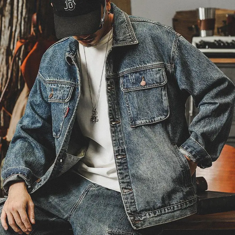 Quality Winter Clothing - Moda solta denim jaquetas homem carga