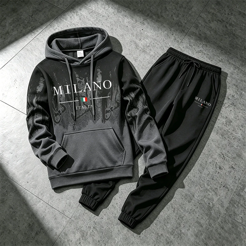 Winter Clothing Outdoor - Conjunto de Moletom Masculino com Estampa