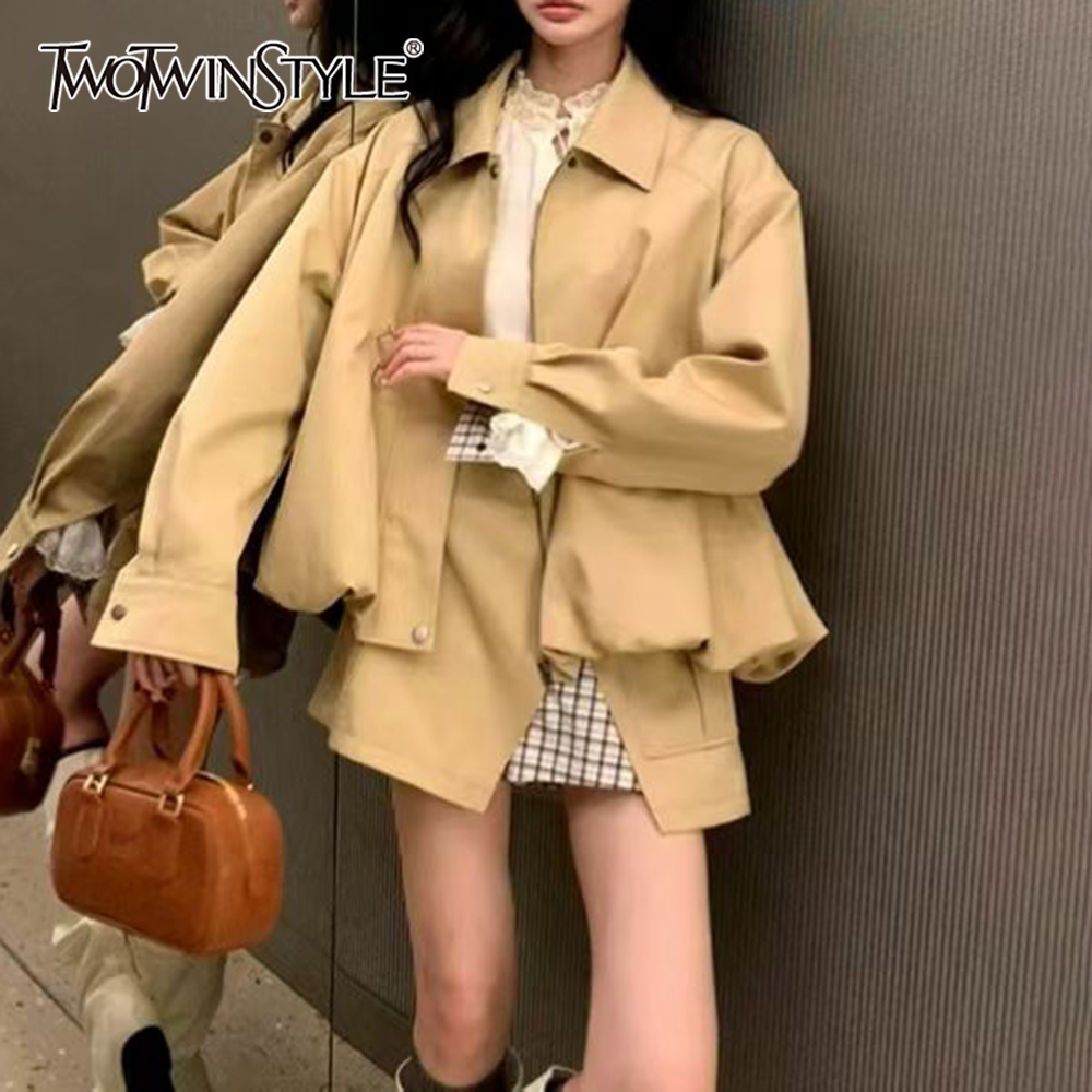 Winter Clothing For Sale - Twotwinstyle khakl bolso emendado conjunto de