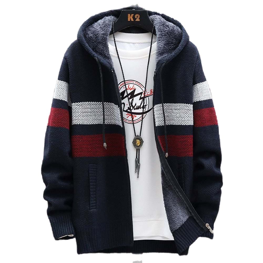 Wool Blend Coat - Camisola listrada masculina casaco de lã