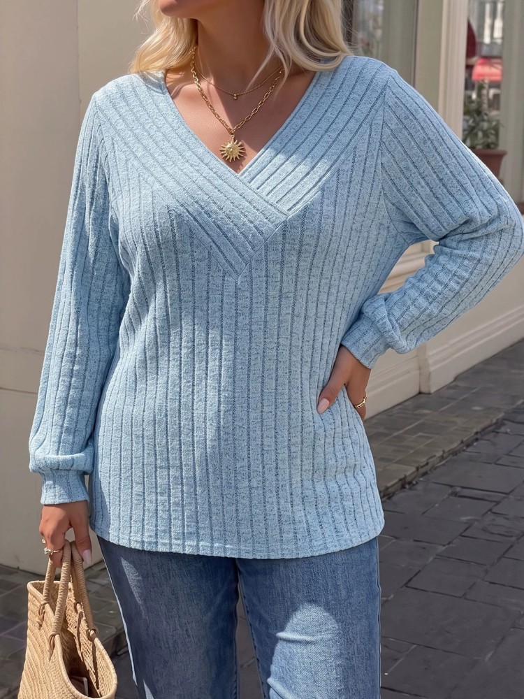 Winter Clothing For Plus Size Women - Camiseta de Tricô Casual Feminina Plus