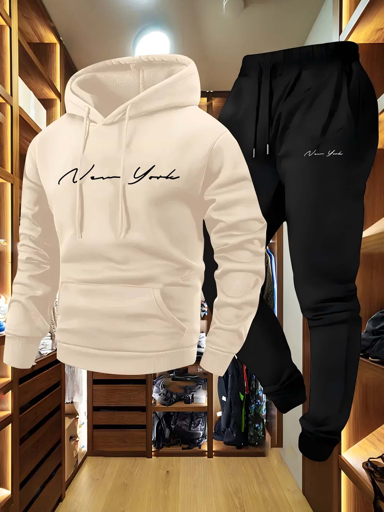 Winter Wear Clothes - Conjunto de Moletom Masculino com Capuz
