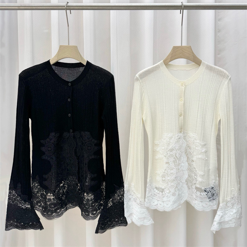 Wool Blend Coat - Cardigã Feminino 2026 Verão Novo Blusa