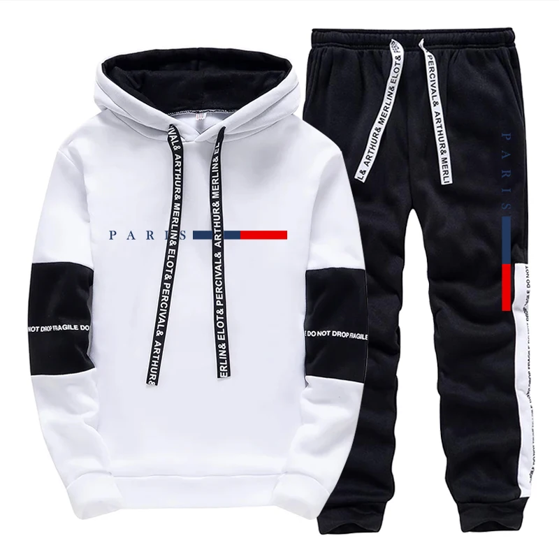 Winter Clothing Outdoor - Conjunto Masculino/ Moletom com Capuz/ Calças