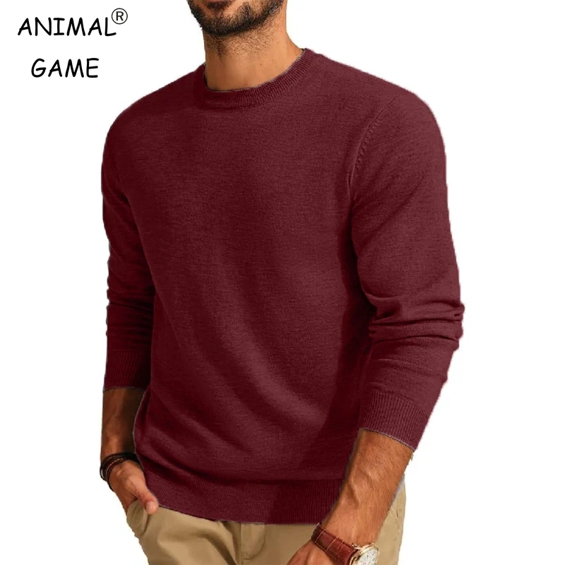 Wool Blend Coat - Suéter masculino de manga comprida, gola