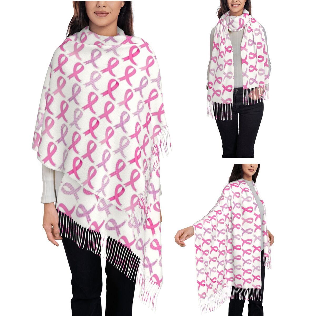 Lenço de borla feminino fita r - Cashmere Scarf Wrap avaliação e preço
