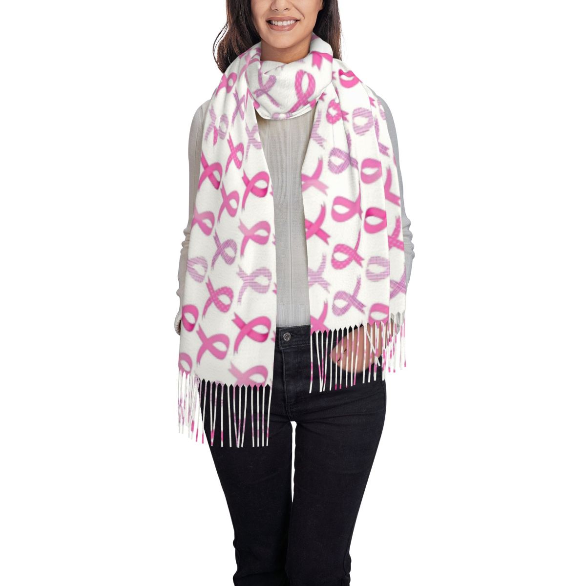 Lenço de borla feminino fita r - Cashmere Scarf Wrap avaliação e preço