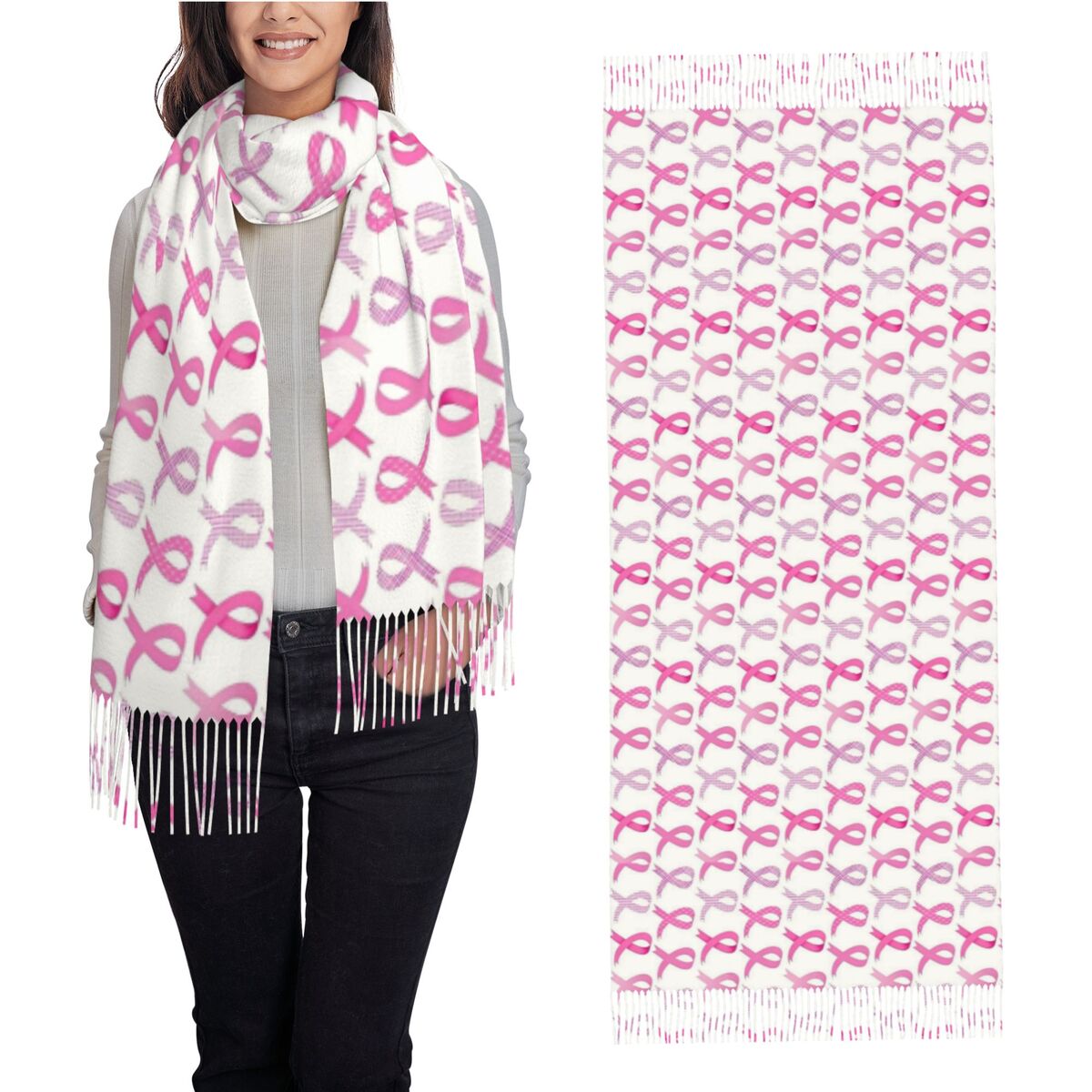 Lenço de borla feminino fita r - Cashmere Scarf Wrap avaliação e preço