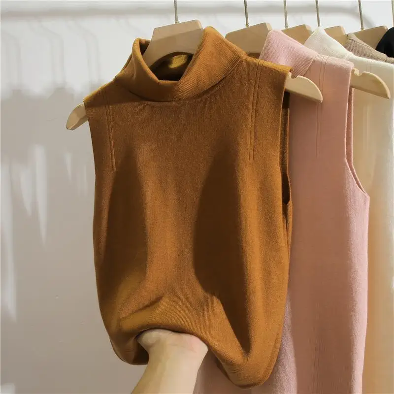 Gola alta sem mangas fino ajus - Winter Clothing Essentials For Women avaliação e preço