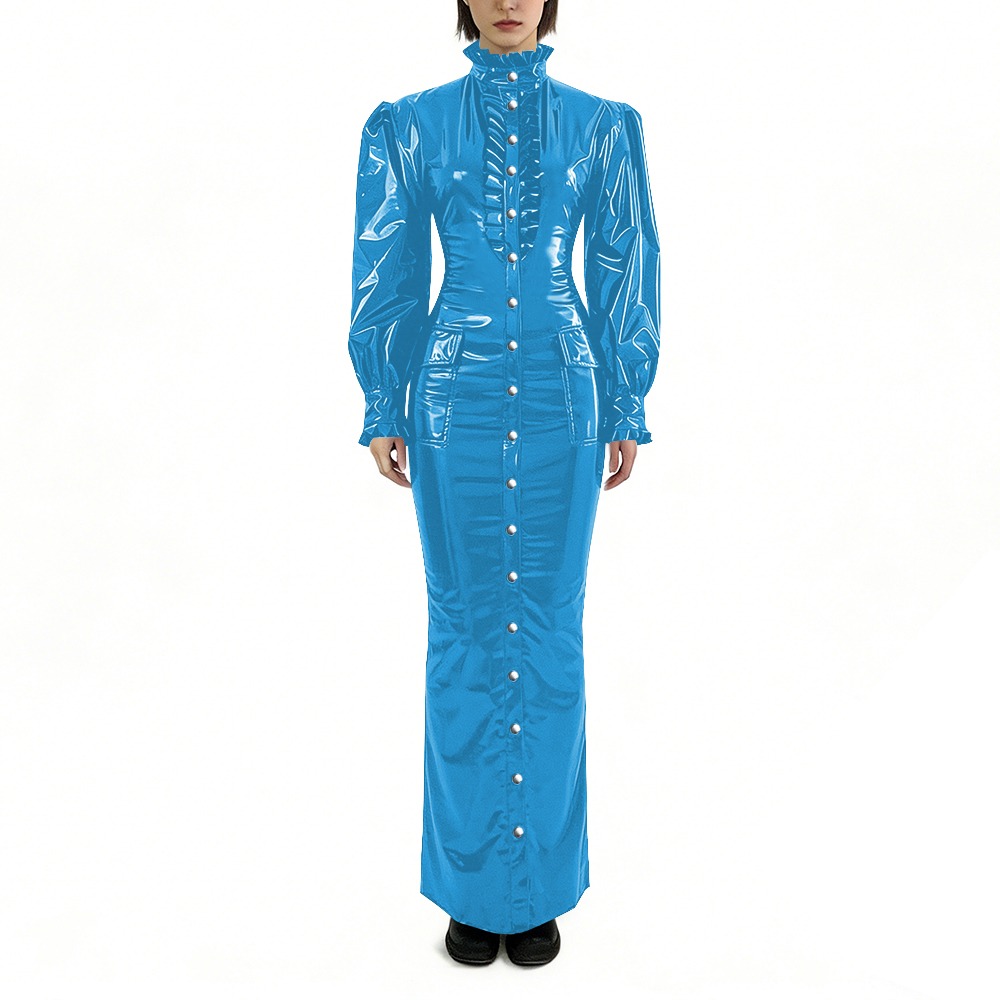 Vestido Longo de PVC Brilhante - Winter Clothing For Plus Size Women avaliação e preço
