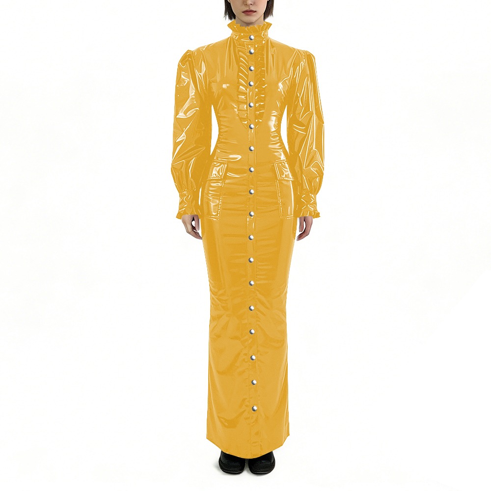 Vestido Longo de PVC Brilhante - Winter Clothing For Plus Size Women avaliação e preço