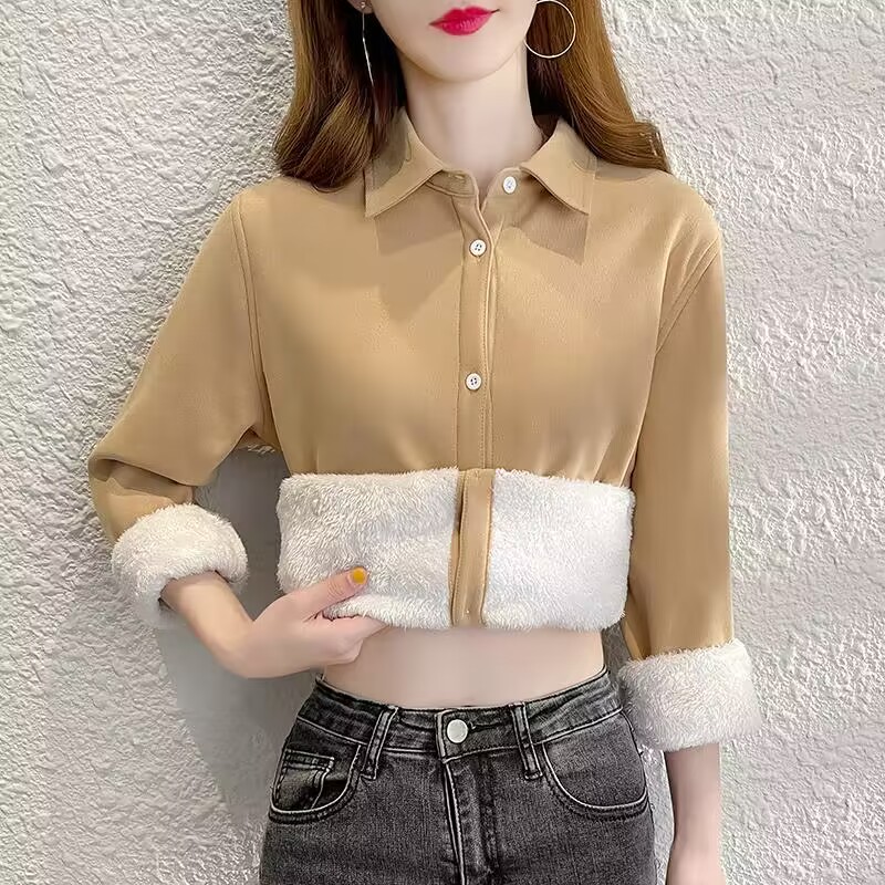 Veludo Grosso Quente Camisa Só - Winter Clothing Factory Outlet avaliação e preço