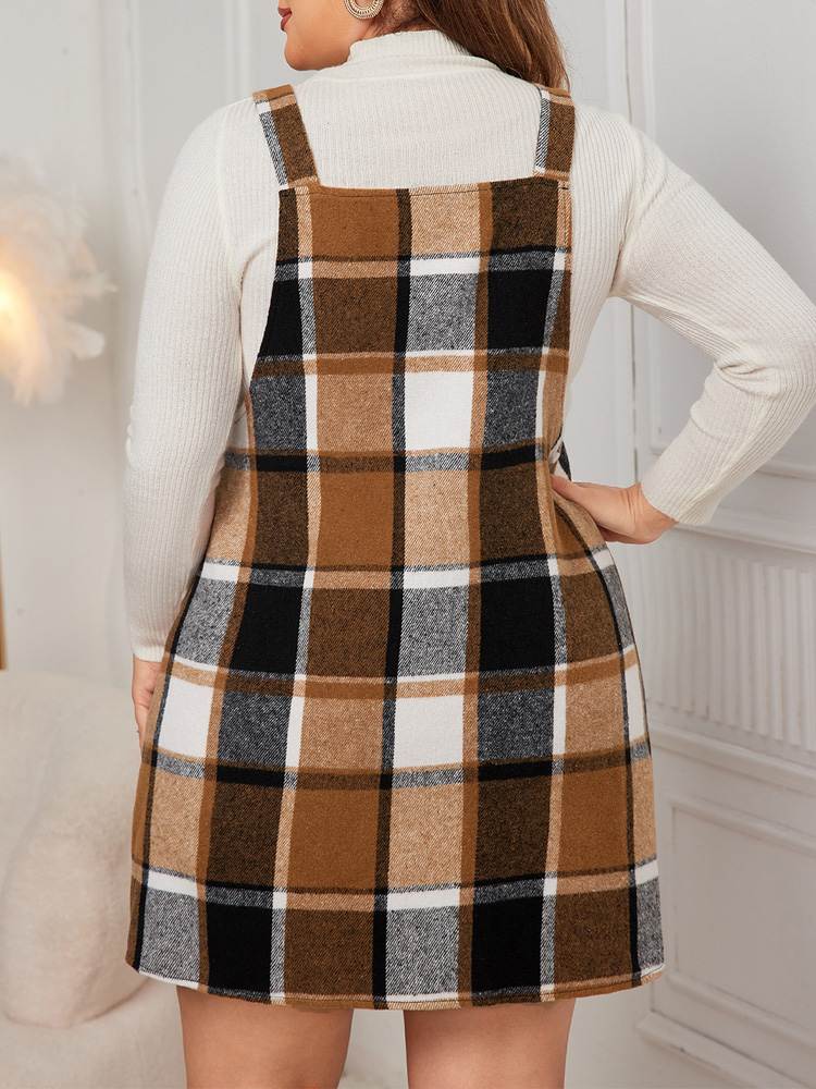 Gibsie plus size xadrez cinta  - Winter Clothing For Plus Size Women avaliação e preço