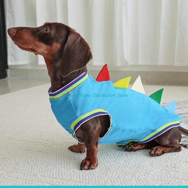 H7BF Dachshund Dinosaur Theme  - Winter Clothing For Dogs avaliação e preço