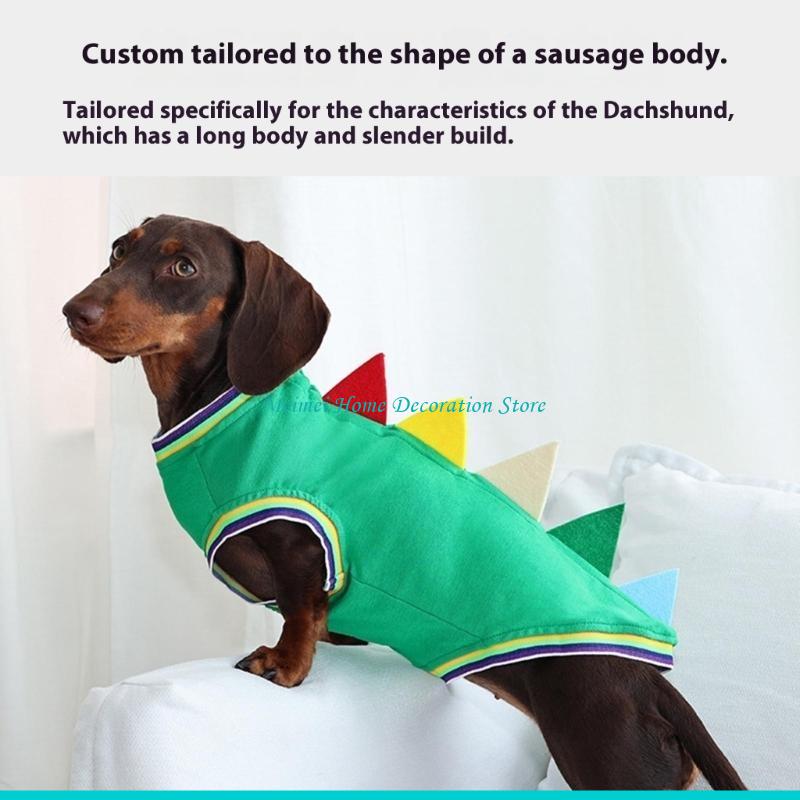 H7BF Dachshund Dinosaur Theme  - Winter Clothing For Dogs avaliação e preço