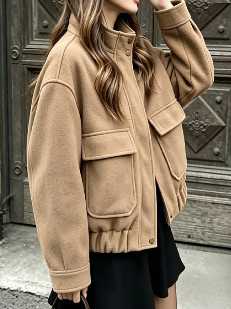 Jaqueta Feminina Minimalista E - Wool Blend Coat avaliação e preço
