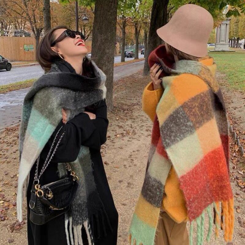 Novo luxo inverno grosso quent - Cashmere Scarf Wrap avaliação e preço