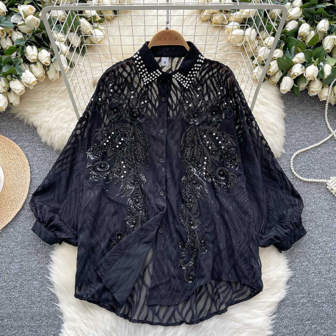 Botão Brilhante Camisa das mul - Quality Winter Clothing avaliação e preço