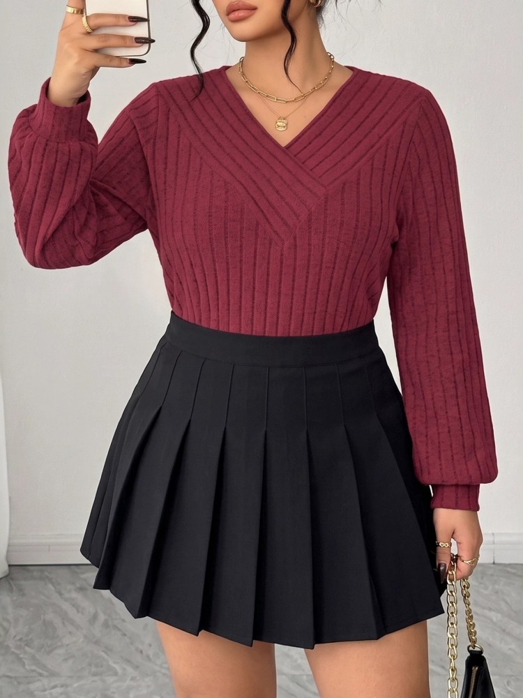 Camiseta de Tricô Casual Femin - Winter Clothing For Plus Size Women avaliação e preço