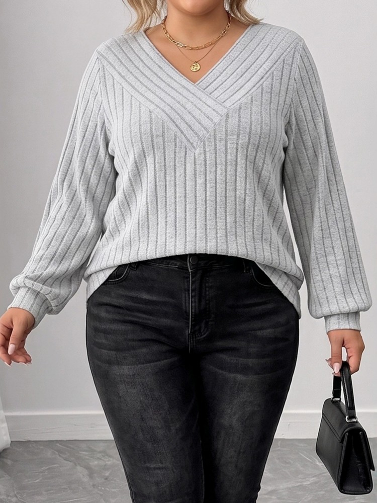 Camiseta de Tricô Casual Femin - Winter Clothing For Plus Size Women avaliação e preço