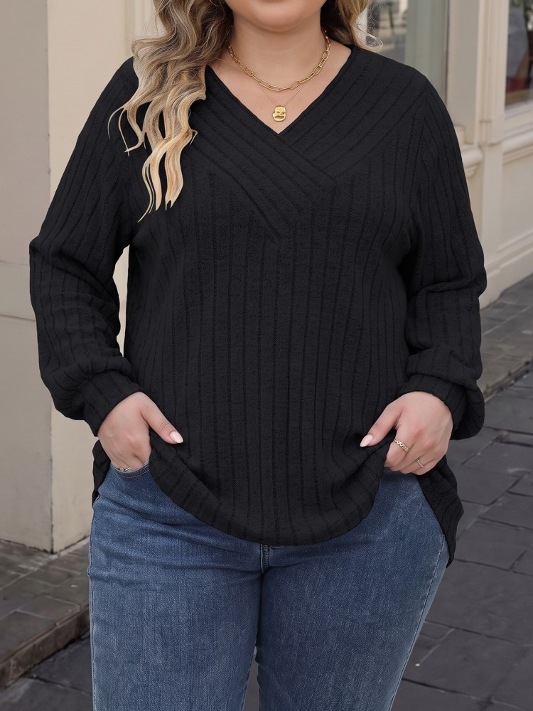 Camiseta de Tricô Casual Femin - Winter Clothing For Plus Size Women avaliação e preço