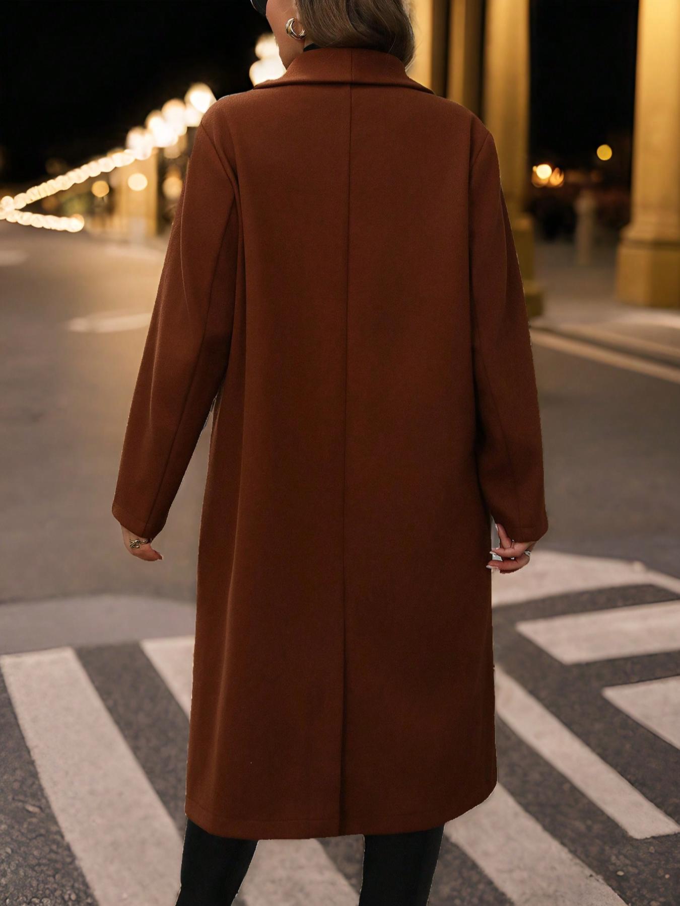Casaco de Lã Marrom Caramelo d - Wool Blend Coat avaliação e preço