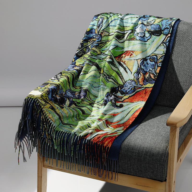 Marca de luxo pintura a óleo c - Cashmere Scarf Wrap avaliação e preço