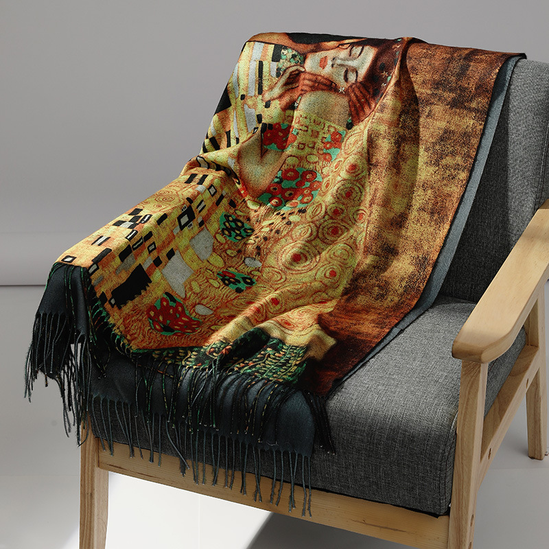 Marca de luxo pintura a óleo c - Cashmere Scarf Wrap avaliação e preço