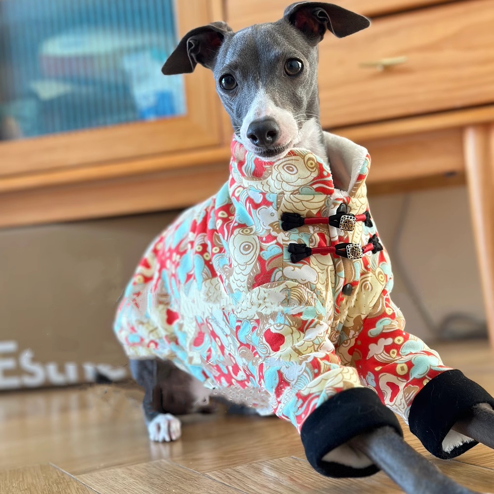 Chinese Knot Buckle Fleece Jac - Winter Clothing For Dogs avaliação e preço